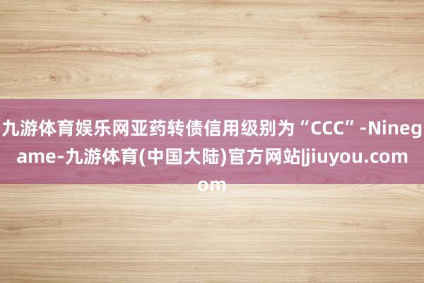 九游体育娱乐网亚药转债信用级别为“CCC”-Ninegame-九游体育(中国大陆)官方网站|jiuyou.com